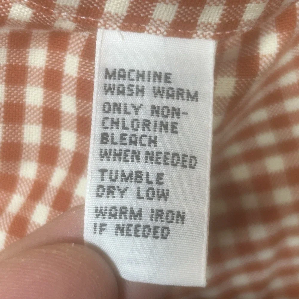 Ralph Lauren Shirt Men's M Orange Check Oxford Button Down Green Pony OCBD